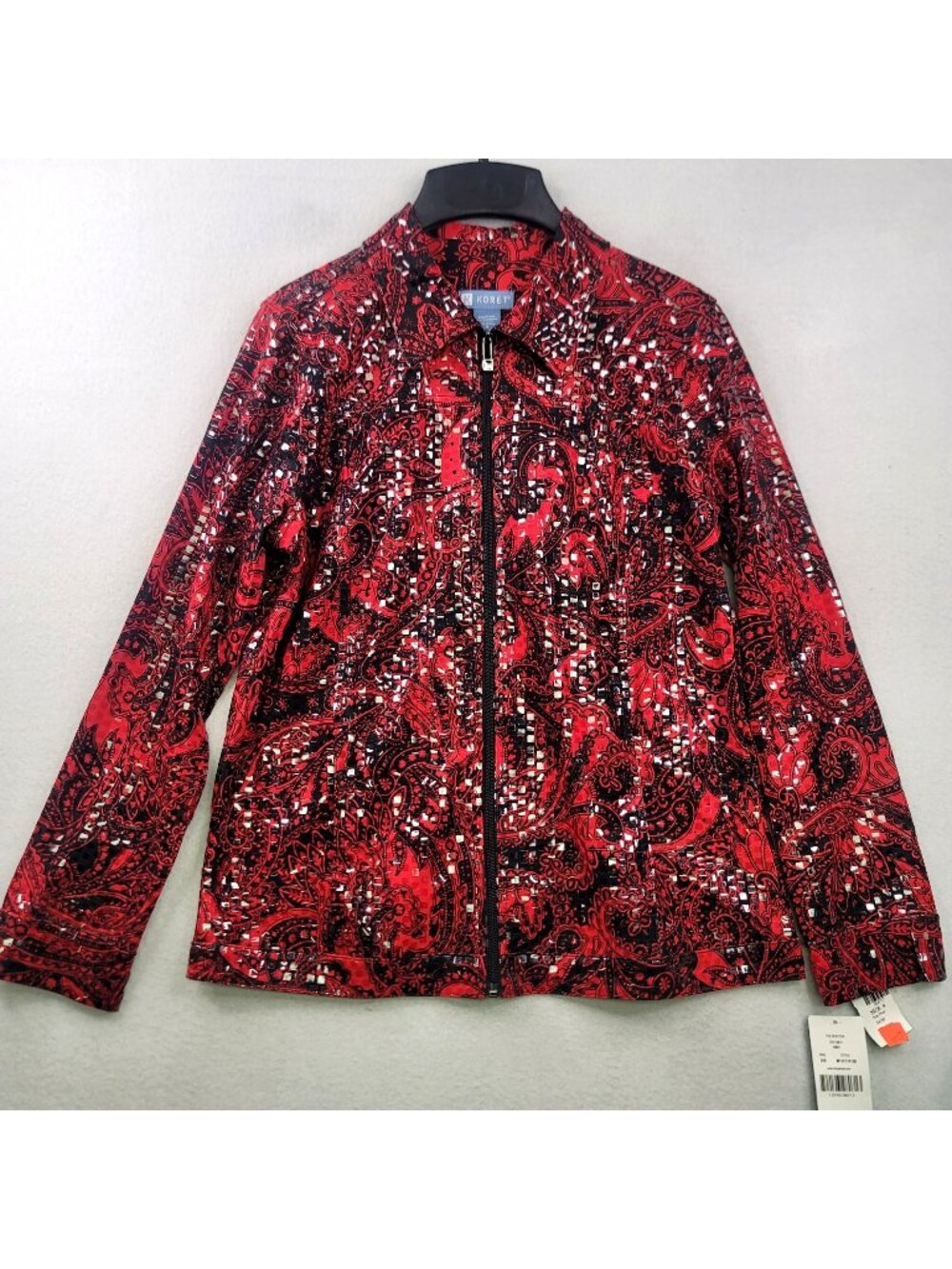 Koret Paisley Embellished Jacket S Red Full Zip Festival Festive Glam Vamp Goth